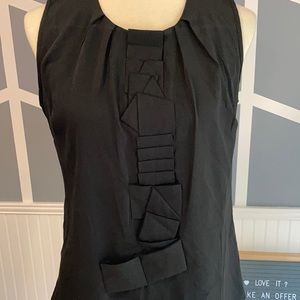 black dressy tank top with geometric fabric design